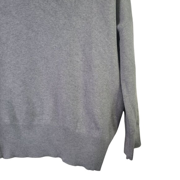 Planet by Lauren G Pima Cotton and Modal Boxy Gray V Neckline Cut Out Sweater OS - Picture 5 of 12